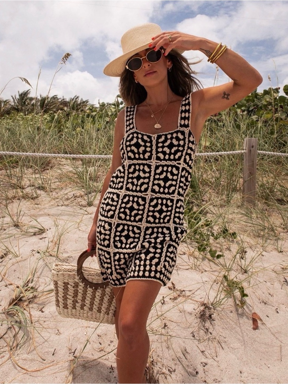 Zara | 100% Cotton Patchwork Crochet Mini Dress